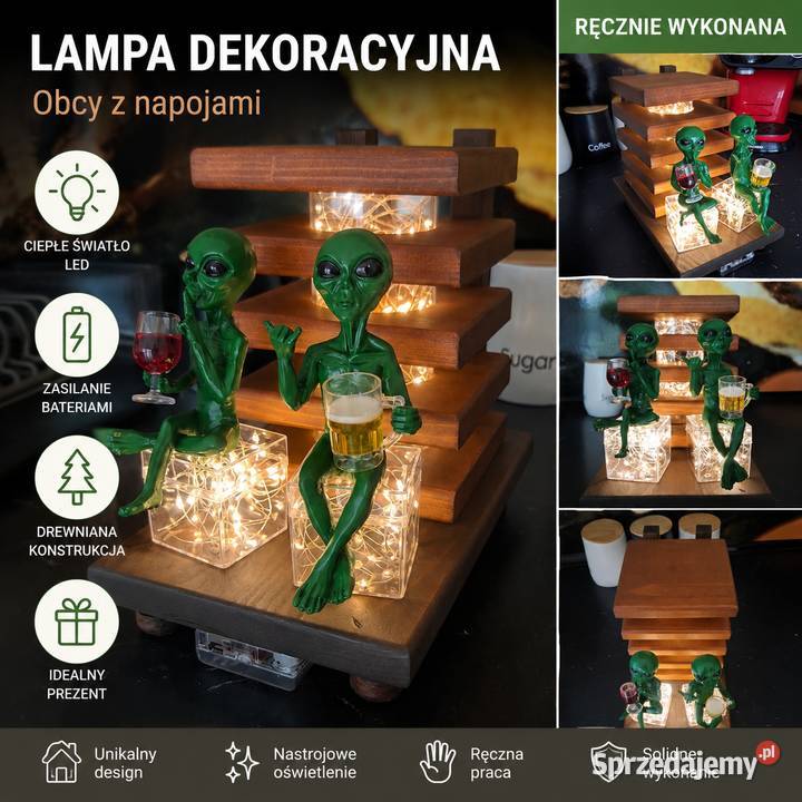 LAMPKA DEKORACYJNA LED OBCY Z NAPOJAMI Gajewniki-Kolonia sprzedam