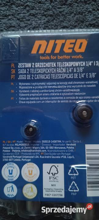 NITEO zestaw 2 grzechotek teleskopowych 14 i 38 Klucze Ełk