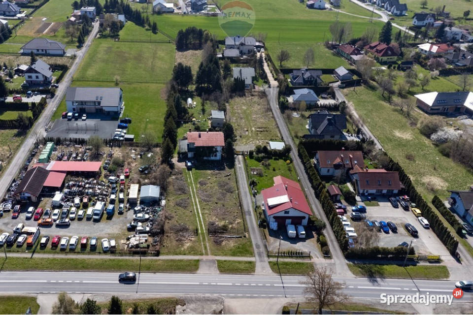 Działka usługowohandlowa ruchliwa droga Jaworze asfalt