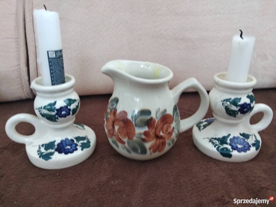 świeczniki ręcznie malowane i dzbanek komplet Poznań sprzedam
