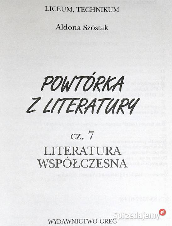 Powtórka z Literatury Cz 7 Literatura Pozostałe Chełm