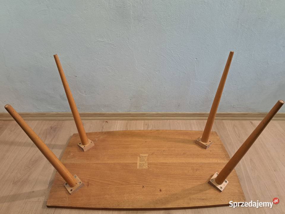 Ława drewniana fornirowana PRL vintage 60cm Olkusz