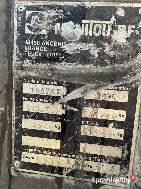 wózek widłowy terenowy MANITOU MSI25D przesuw Działoszyn