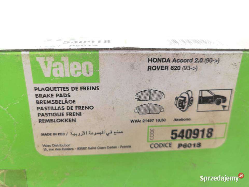 KLOCKI HAMULCOWE PRZÓD VALEO HONDA ACCORD IV V lubelskie sprzedam