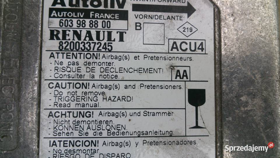 Sensor poduszek Renault Megane II 8200337245 Układ elektryczny małopolskie Tarnów sprzedam