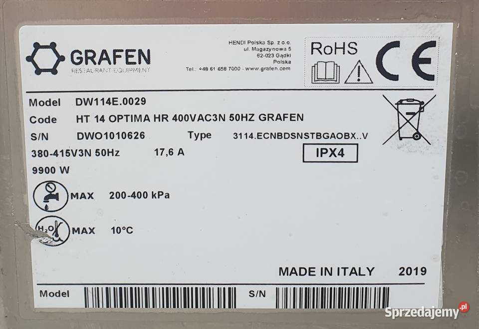 Zmywarka kapturowa 63253 mazowieckie Warszawa