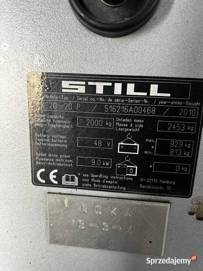 Syndyk sprzeda sztaplarkę Still Robert Karst Sp pomorskie Gdańsk