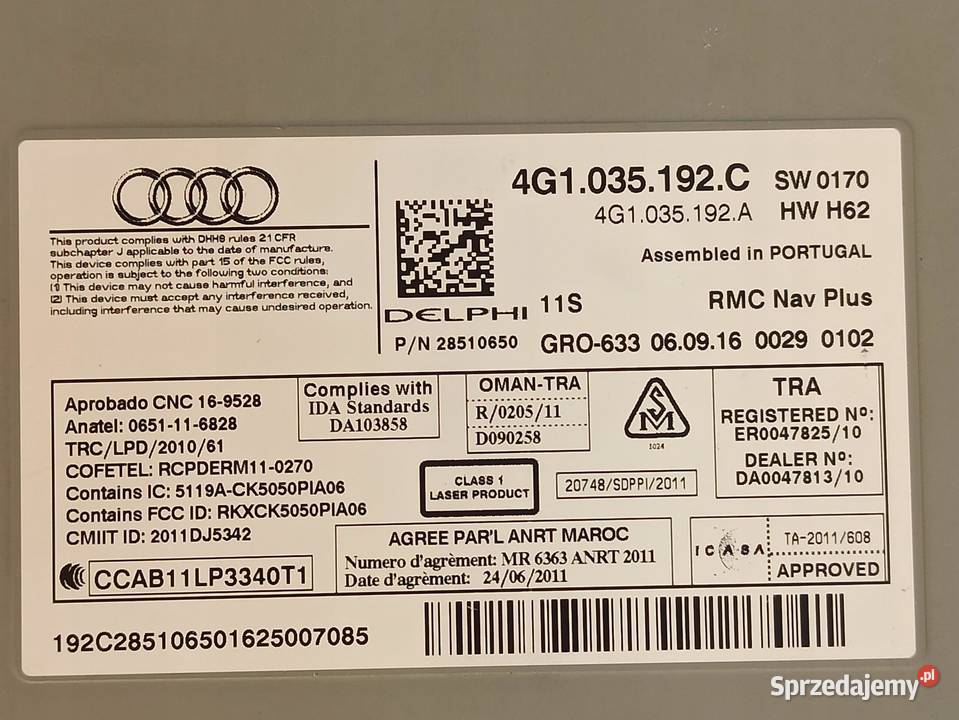 CZYTNIK NAWIGACJI MMI AUDI A6 C7 4G1035192C