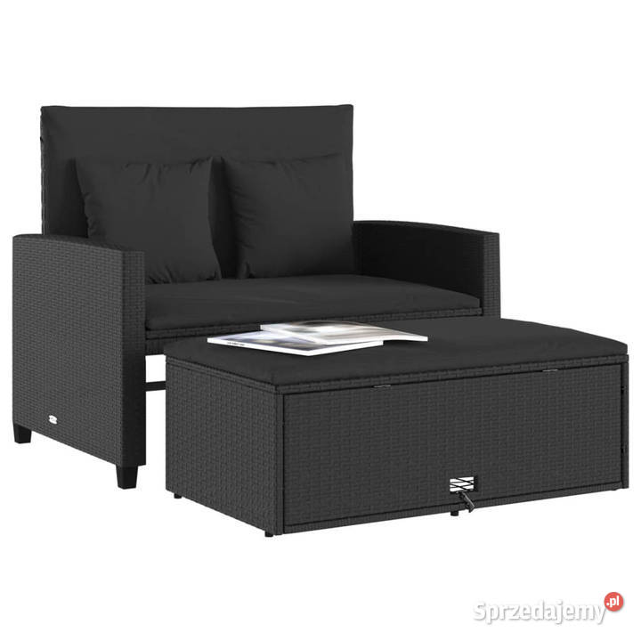 Sofa ogrodowa z poduszkami 2osobowa czarna Warszawa sprzedam