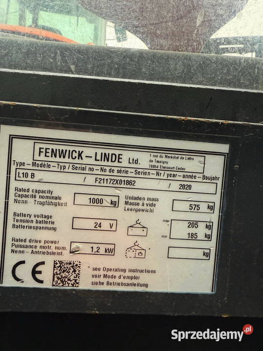 paleciak elektryczny z masztem LINDE L10B Działoszyn sprzedam