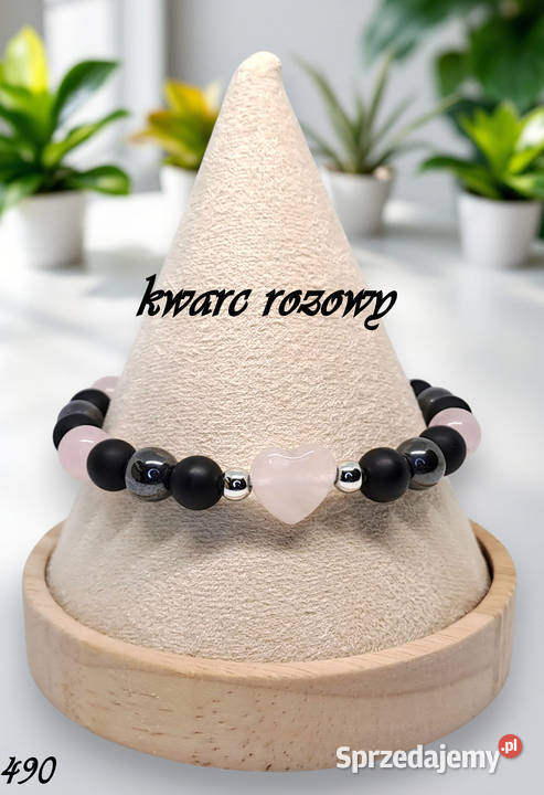 Bransoletka z kwarcu różowego KWARC RÓŻOWY serce