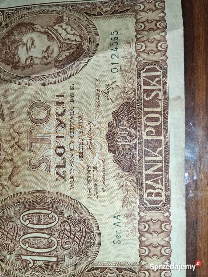Banknot 100 1932 AA pierwsza seria rzadkość ser Poznań