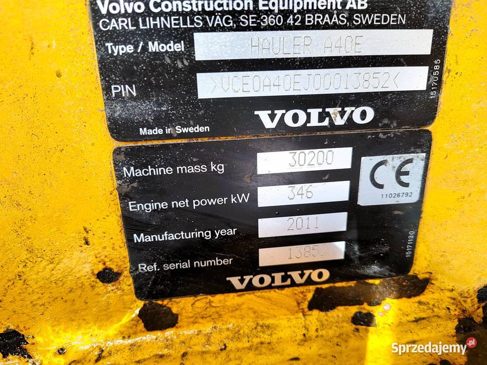 Wozidło przegubowe Volvo A40E 2011r Kabina świętokrzyskie Ostrowiec Świętokrzyski sprzedam