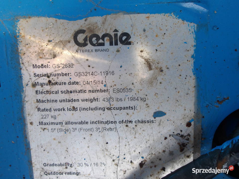 Podnośnik nożycowy zwyżka 10m Genie GS2632 Pleszew