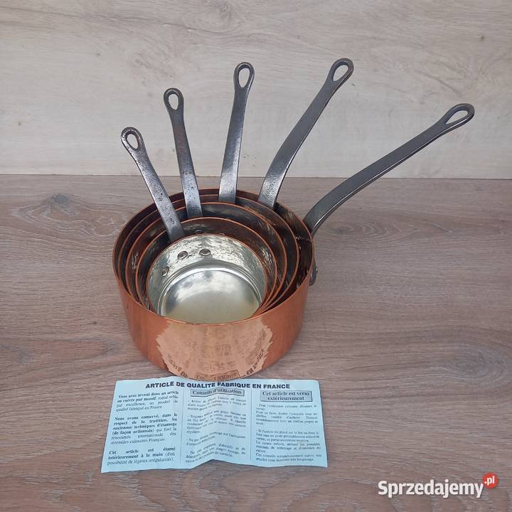 Miedziany garnek miedziane rondle 5 sygnowane Warszawa