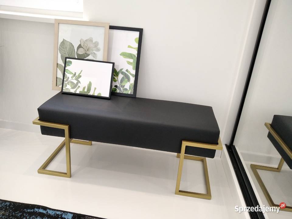Ławka LOFT 120 metal tapicerowana welur czarna Katowice