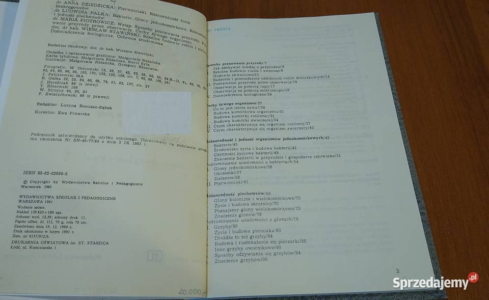Biologia podręcznik klasy piątej Dziedzicka