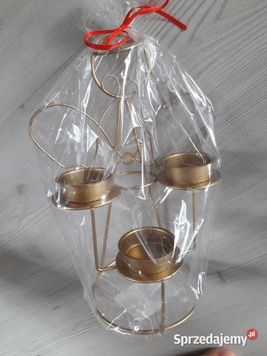 Świecznik metalowy Anioł na 3 tealight odcienie szarości Piaseczno