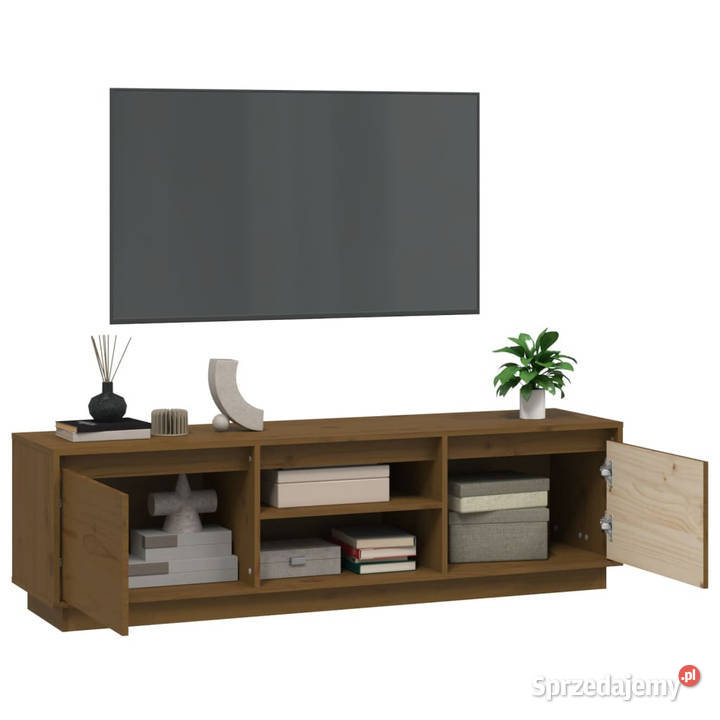 Szafka pod TV miodowy brąz 140x35x40 lite drewno sprzedam