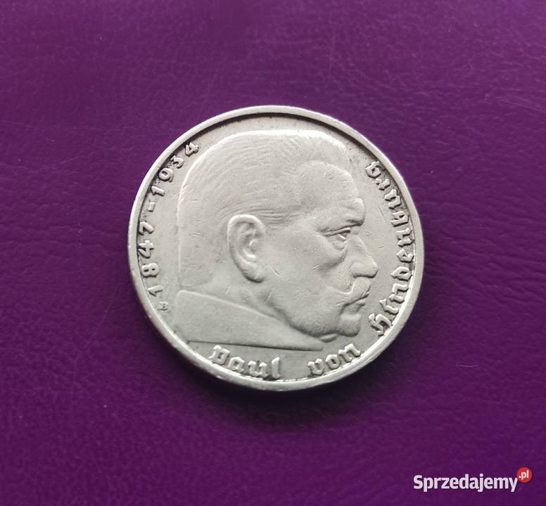 Moneta 2 MARKI 1938 B / HITLEROWSKA III RZESZA - Srebro !