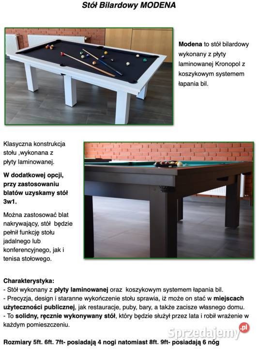 Stół Bilardowy Modena 9 ft małopolskie Kraków sprzedam