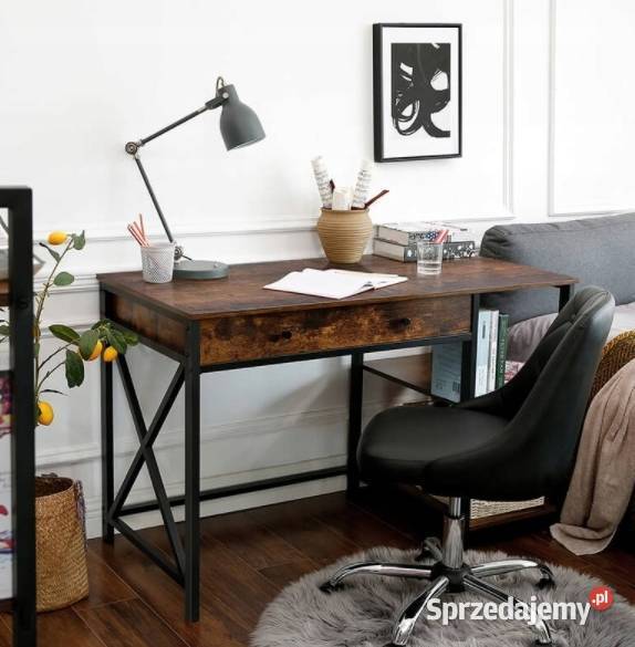 Biurko industrialne metalowe drewniane vintage Choroszcz