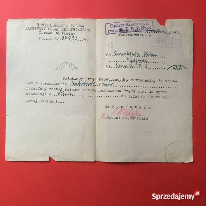 1689 Pismo O Ewakuację Osób Z Wilna Szczecin