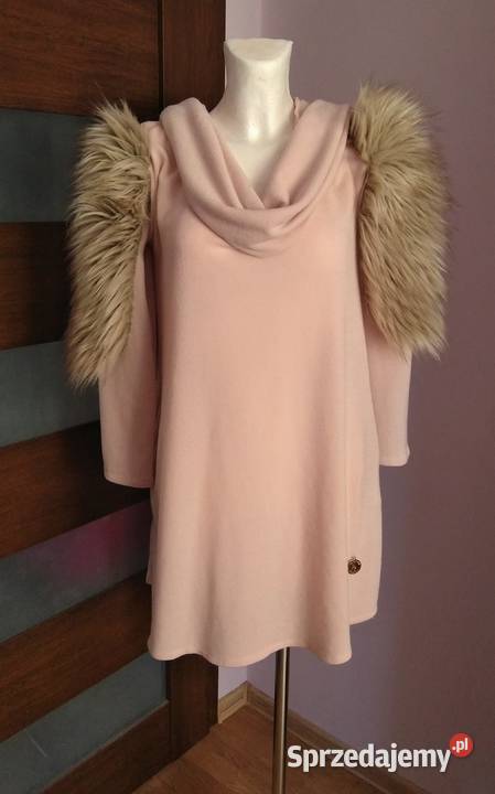 Sweterkowa sukienka pudrowy róż Paparazzi podkarpackie Krosno