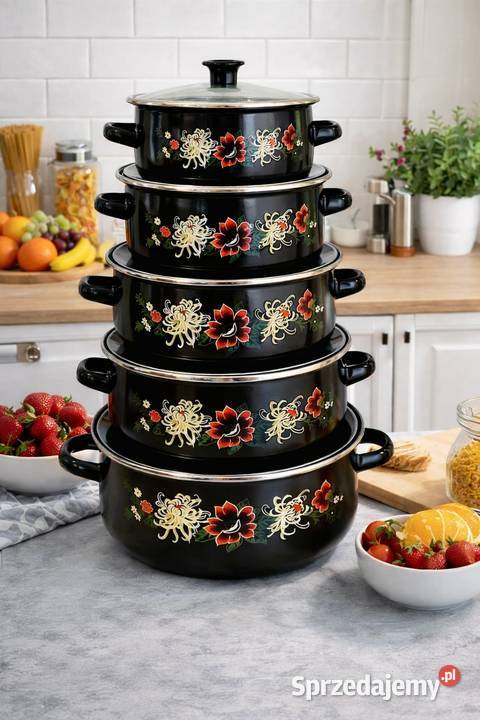 Komplet garnków emaliowanych10 elementów 99zl Pozostałe Łapanów
