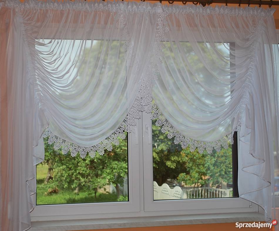 Firanki gotowe nowe woal Wyposażenie wnętrz Poznań sprzedam