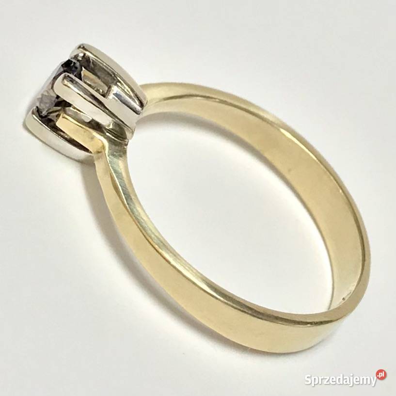 Złoty PIERŚCIONEK zaręczynowy DIAMENT brązowy Pierścionki