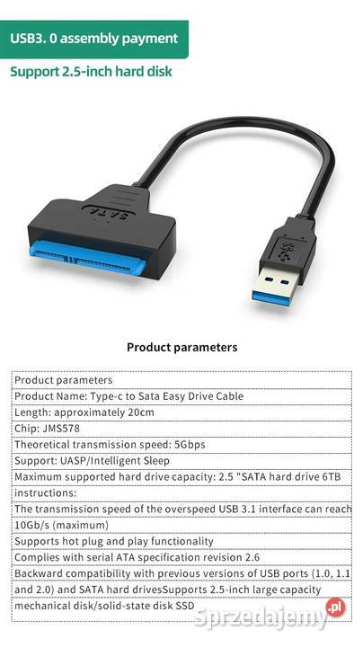 Adapter konwerter dysku SATA 25 na USB 30 przejściówki lubelskie Lublin