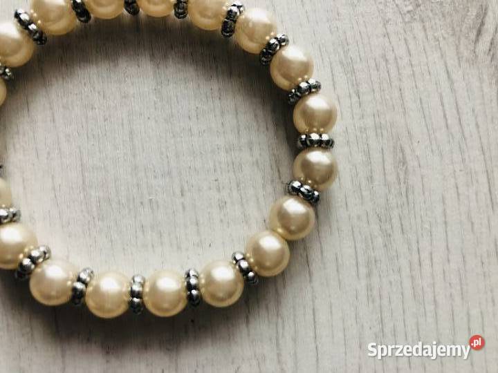 Bransoletka korale perły biała NOWA Łódź