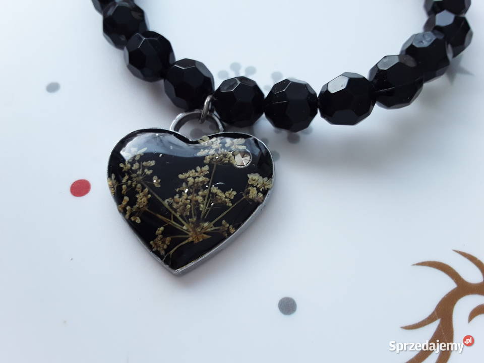 Bransoletka na gumkę z czarnym serduszkiem Warszawa