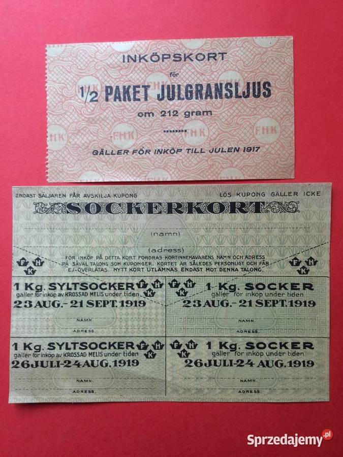 2578 Dwie Szwedzkie Kartki Zakupowe Szczecin