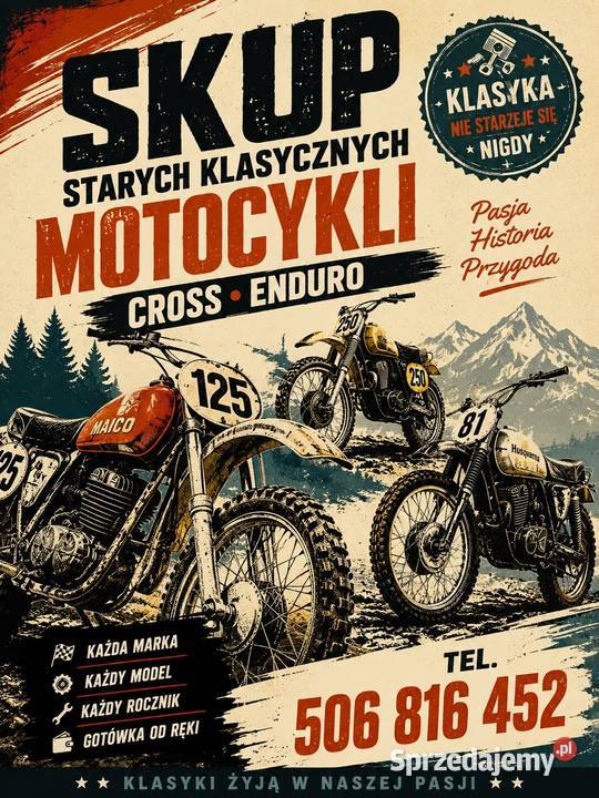 SKUP MOTOCYKLI VINTAGE CLASSIC CROSS ENDURO Warszawa