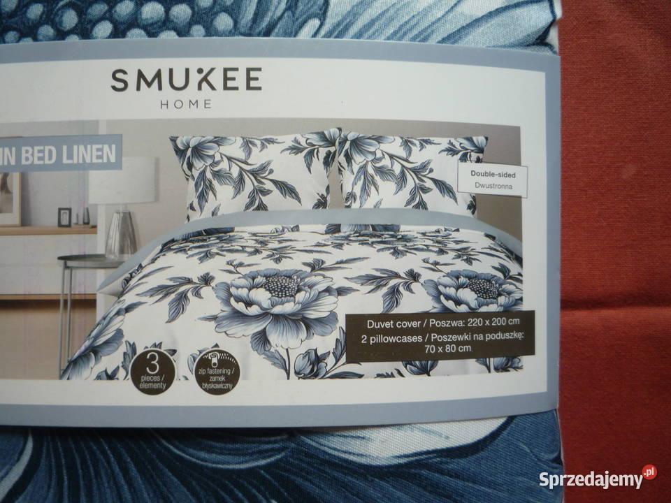 Smukee pościel 220x200 granatowe kwiaty nowy