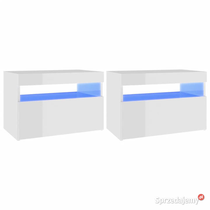 Szafki TV z LED 2 wysoki połysk białe 60x35x40 Warszawa