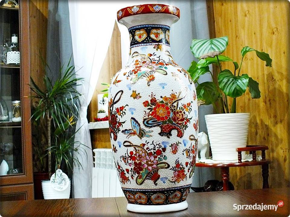 Duży Wazon Porcelana ręcznie malowana Złotem wys Żary