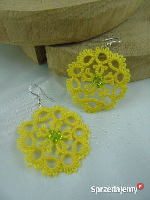 Kolczyki frywolitkowe różne wzory i kolory Wiśniowa