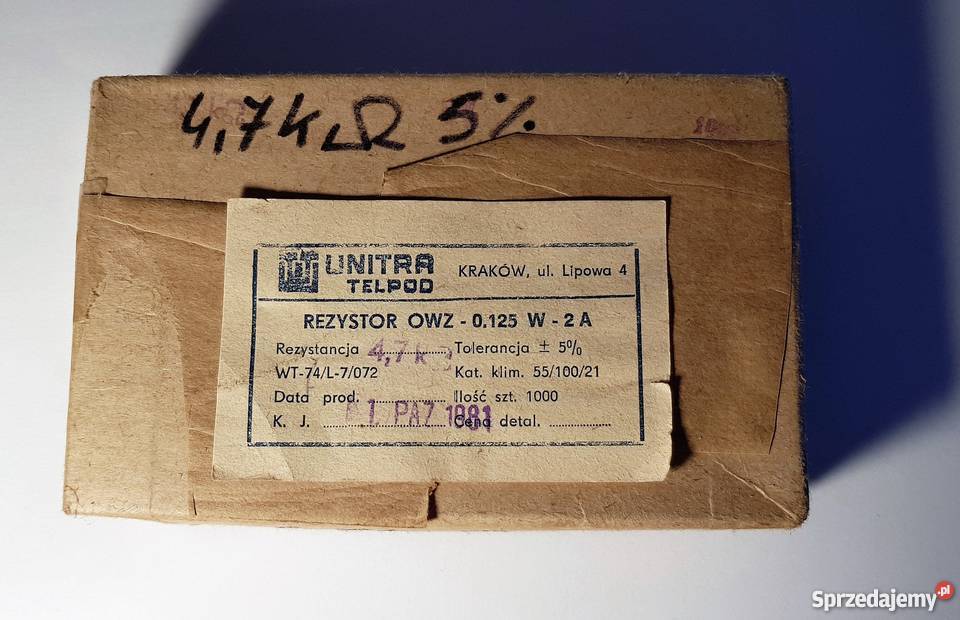 Rezystor Unitra 47K 5 0125W Unitra TELPOD 1000 Łódź
