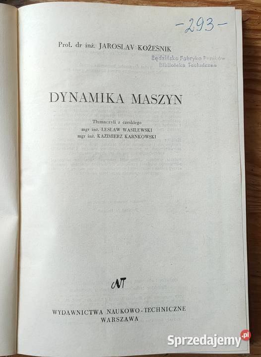 Dynamika maszyn Jaroslav Kozesnik Sosnowiec sprzedam