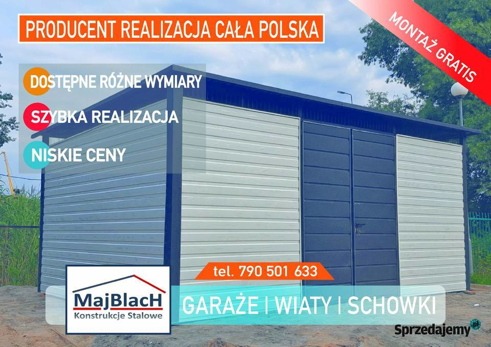 Garaż Blaszany Na narzędzia SchowekWiata Blaszak Sprzedaż śląskie Wodzisław Śląski