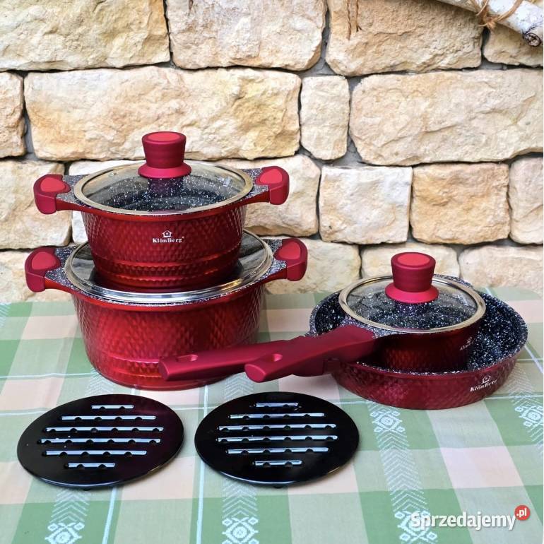 309 Garnki lakierowane czerwone Modern Zabrze sprzedam