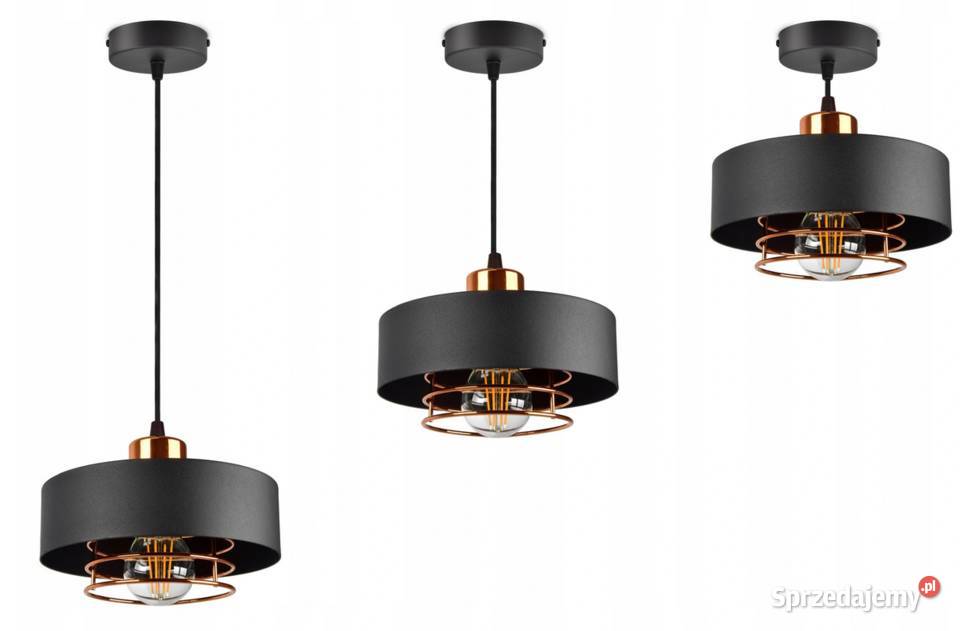 LAMPA WISZĄCA SUFITOWA ŻYRANDOL Czarna z miedzią Choroszcz sprzedam