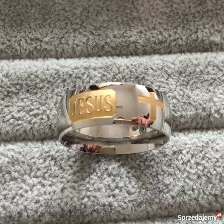 Piękny sygnet krzyż męski stal jubilerska 316L Starachowice