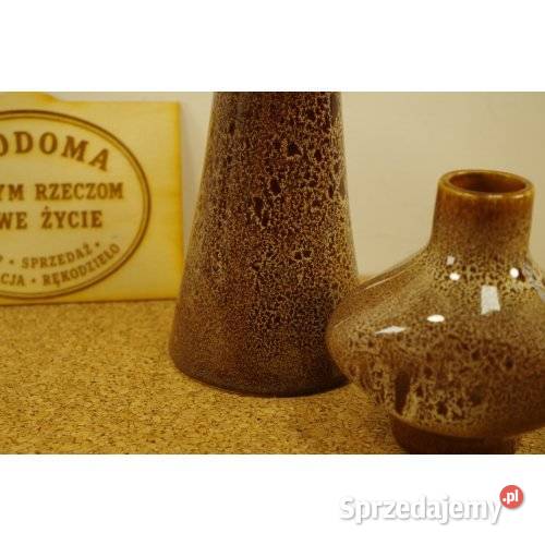 Komplet dwóch wazonów ceramicznych retro Porcelana i szkło śląskie