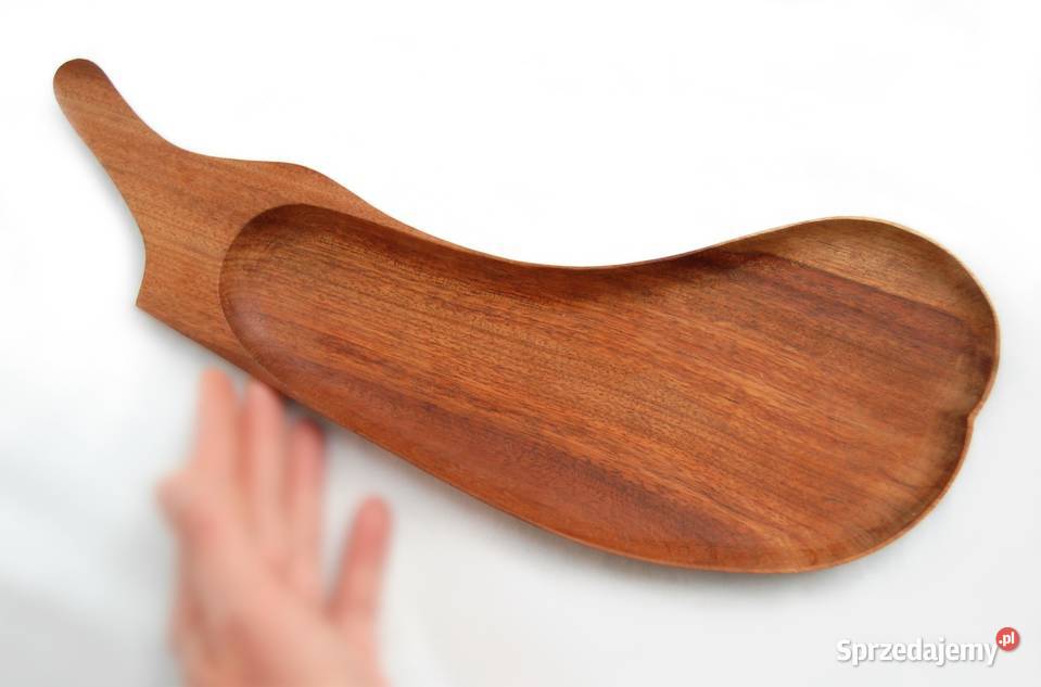 Rzeźbiona patera bakłażan drewno teak lata 70 Lublin sprzedam