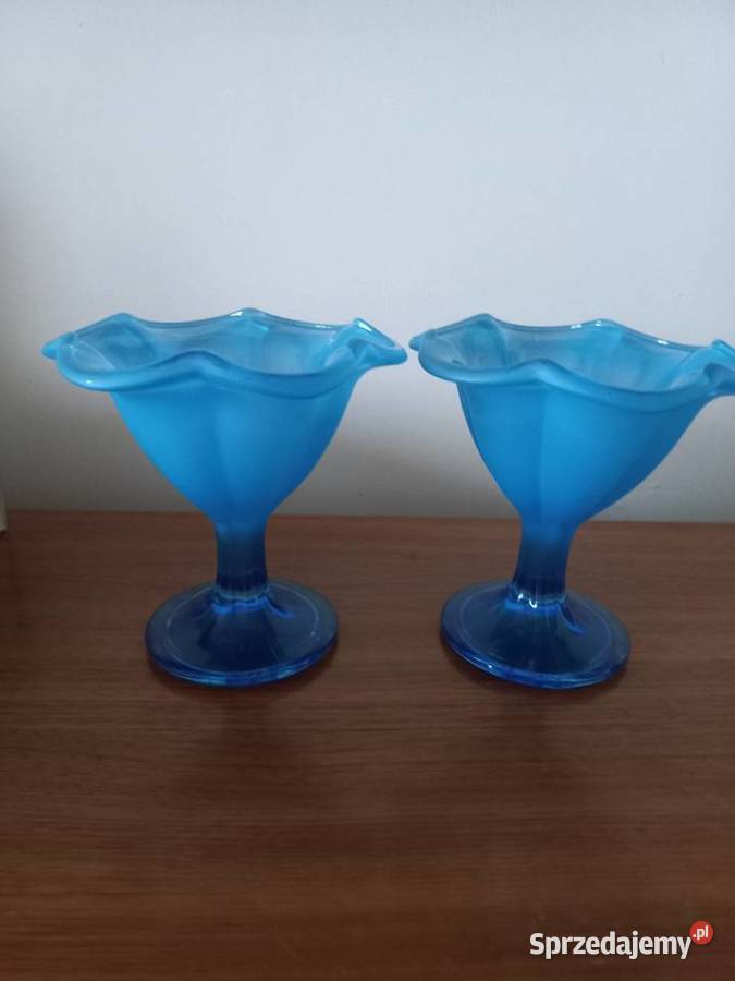 Pucharki szklane na lody w kolorze turkusowym Toruń sprzedam