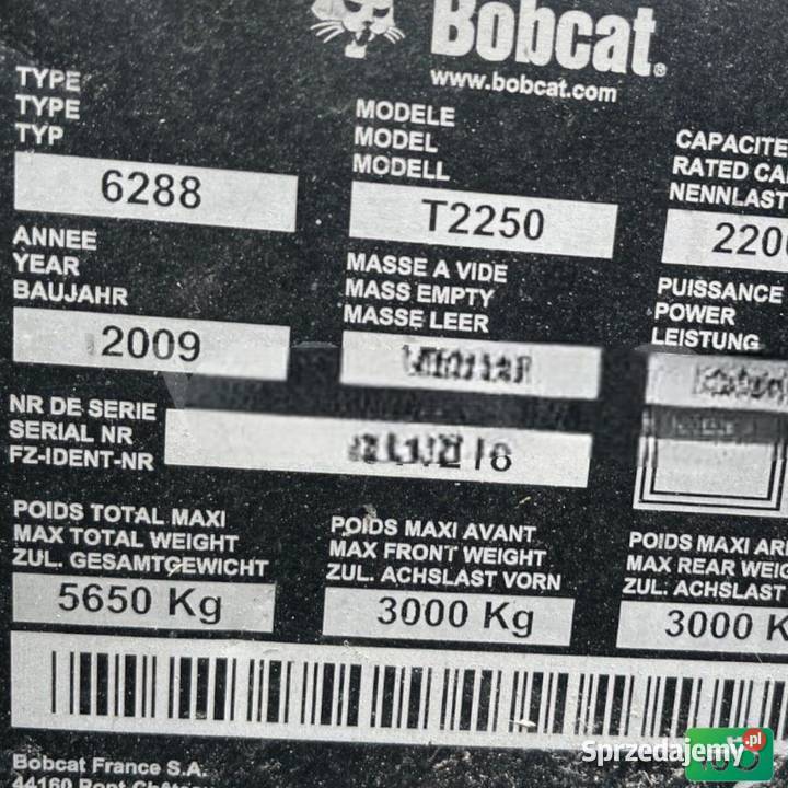 Bobcat T2250 2009rPartsCzęści wielkopolskie Wilkowo